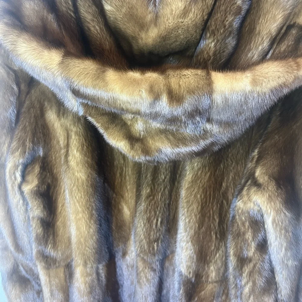 DENNIS BASSO Real Fur Full Length Hooded Fur Coat - Picture 5 of 11